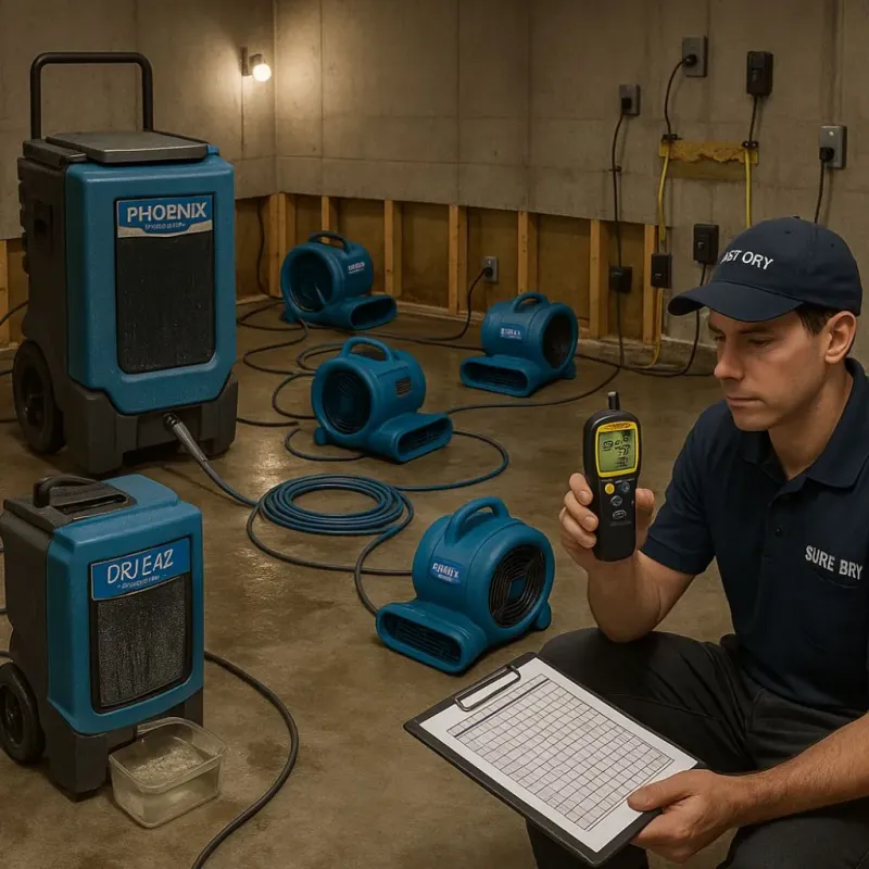 Structural Drying and Dehumidification process in Garden City, MI